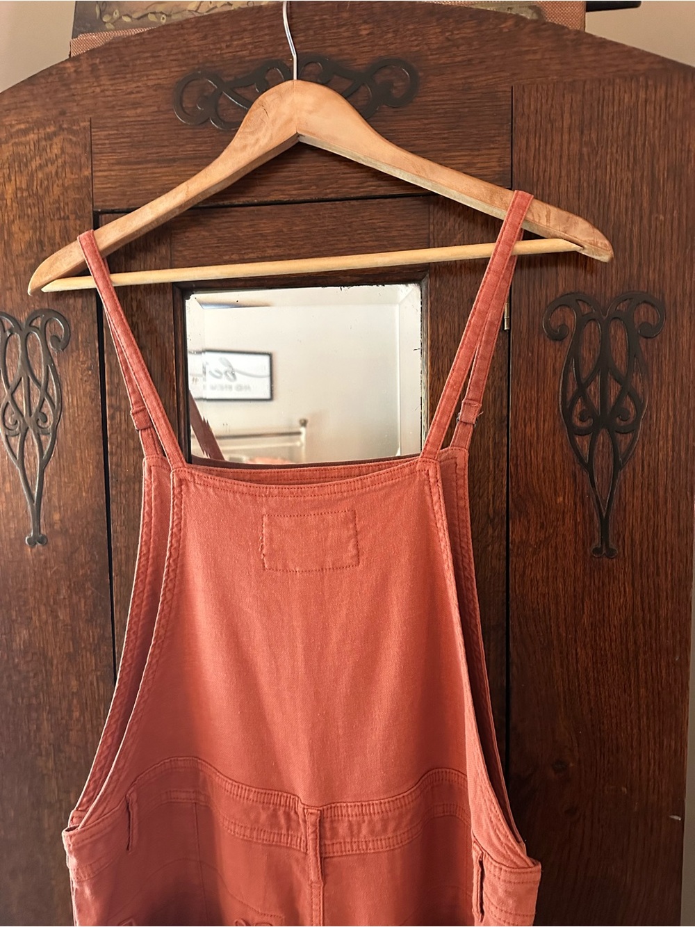 American Eagle Rust Orange Wide-Leg Jumpsuit Overalls Painters Boho Size Large - Picture 6 of 10